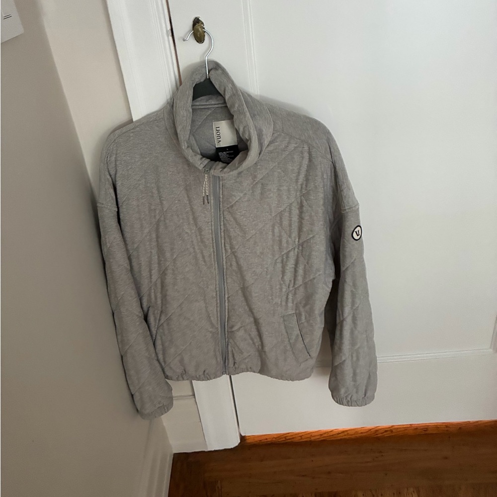 Vuori Light Gray Quilted Zip Hoodie
